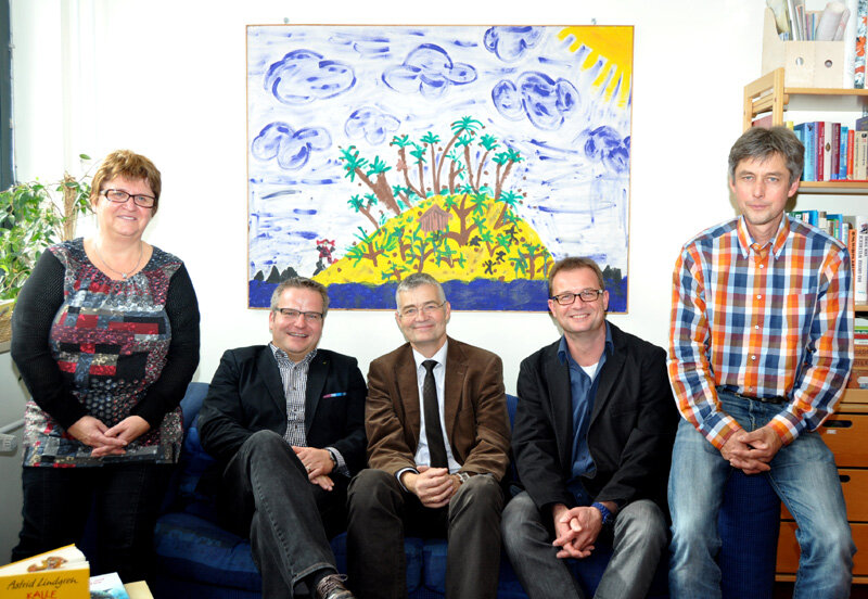 Steffi Bau, Bürgermeister Dirk Stochla, Ralf Franke, Andreas Wünsch und Achim Mathusek